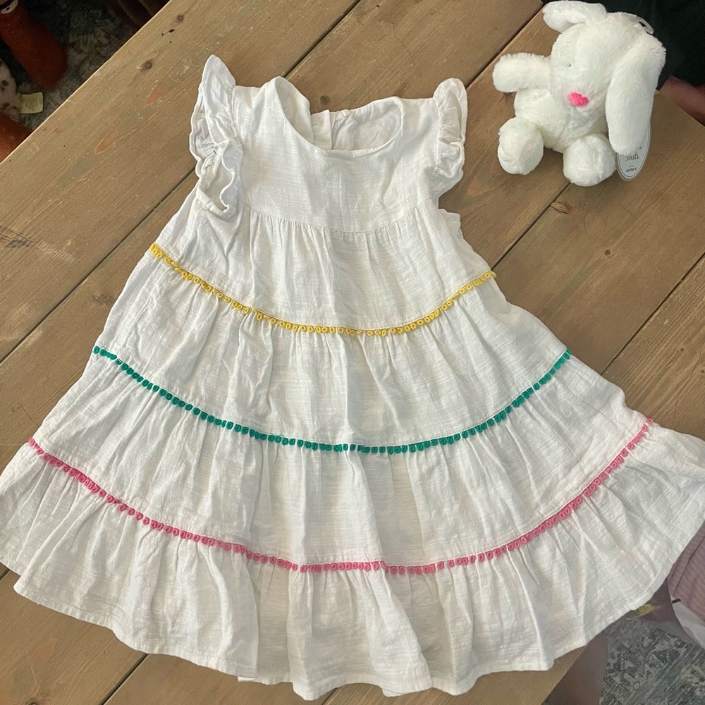 EUC White Dress with Colorful Trim